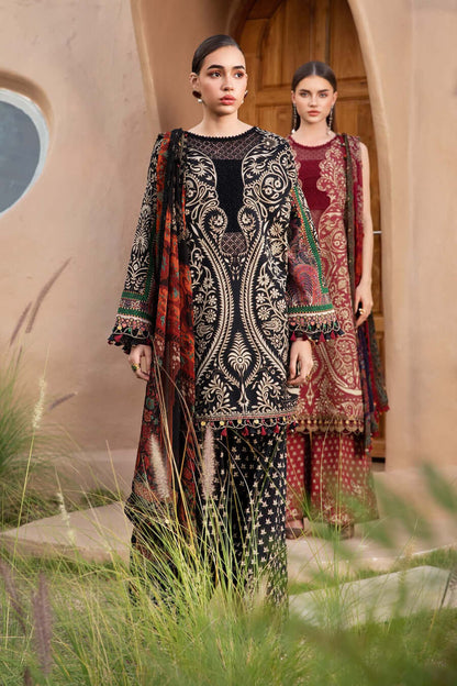 3 Piece Unstitched Embroidered Lawn Suit with Printed Lawn Dupatta