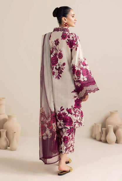 3 Piece Unstitched Embroidered Lawn Suit with Printed Lawn Dupatta