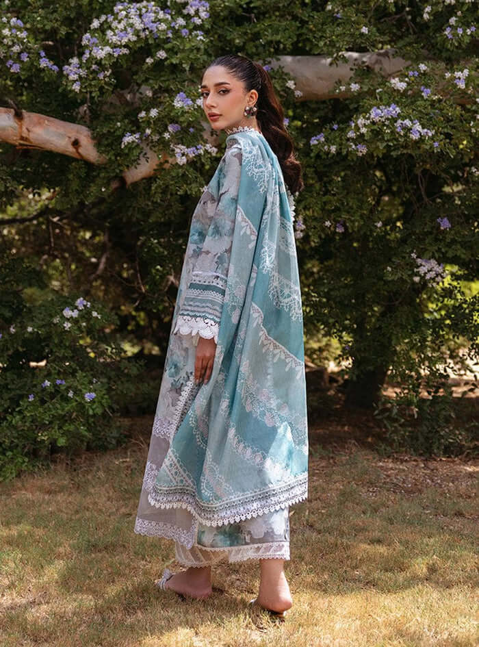 3 Piece Unstitched Embroidered Pure Lawn Suit with Fine Printed Lawn Dupatta