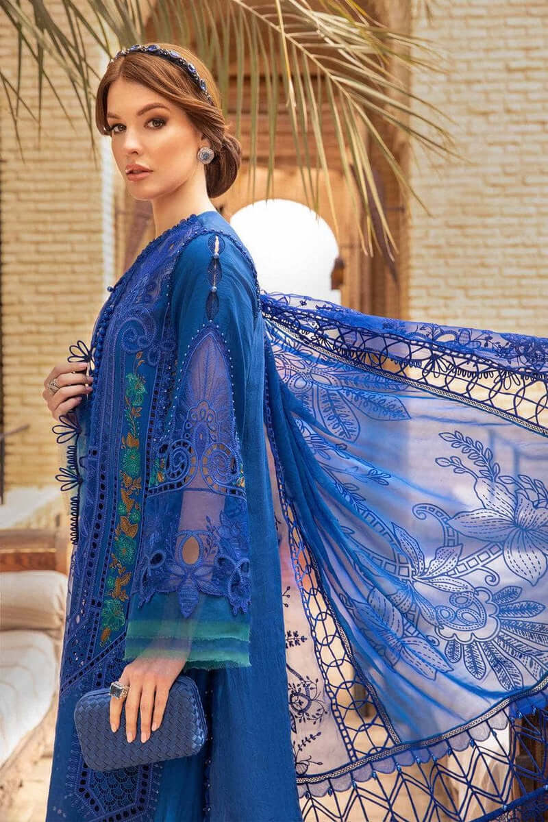 3 Piece Unstitched Heavy Embroidered Chickan Kari Pure Lawn Suit with Four Sided Embroidered Organza Dupatta