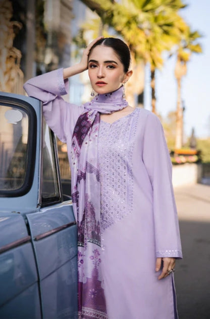 3 Piece Unstitched Heavy Embroidered Lawn Suit with Printed Lawn Dupatta