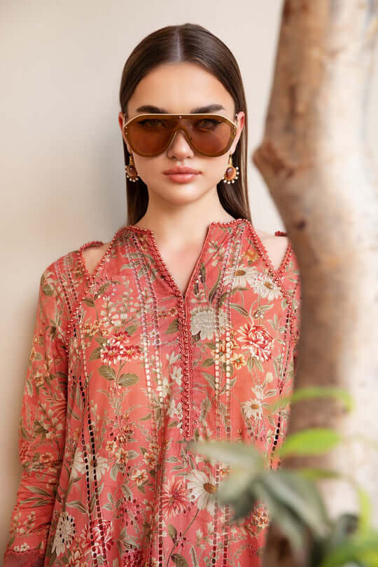 3 Piece Unstitched Embroidered Lawn Suit with Fine Printed Lawn Dupatta