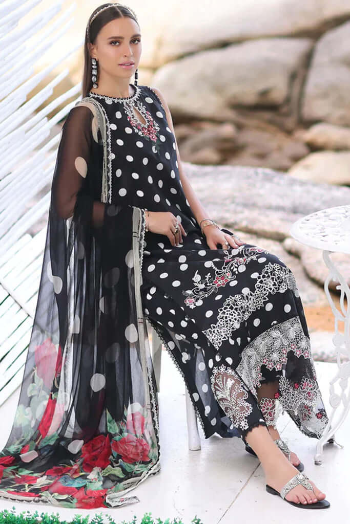 3 Piece Unstitched Embroidered Pure Lawn Suit with Printed Monaar Zari Dupatta