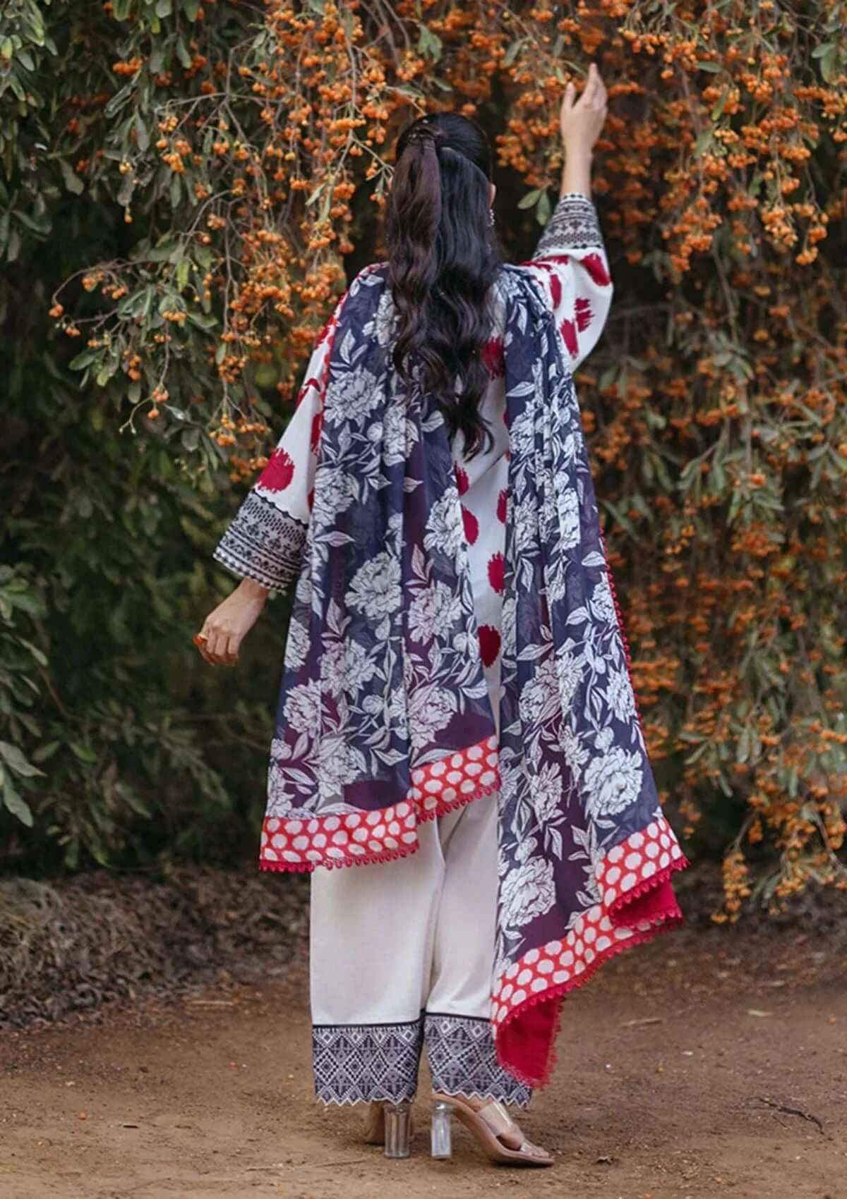 3 Piece Unstitched Embroidered Pure Lawn Suit with Fine Printed Lawn Dupatta