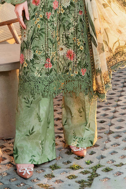3 Piece Unstitched Embroidered Lawn Suit with Printed Lawn Dupatta