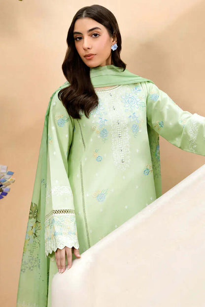 3 Piece Unstitched Heavy Embroidered Lawn Suit with Printed Lawn Dupatta