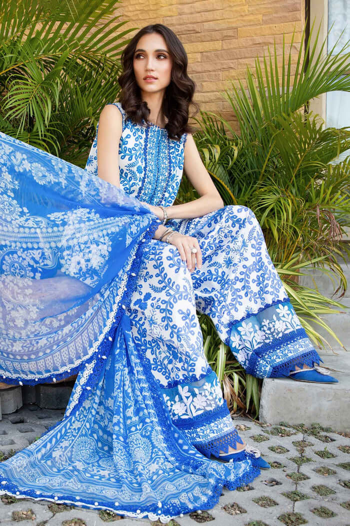 3 Piece Unstitched Embroidered Lawn Suit with Printed Lawn Dupatta