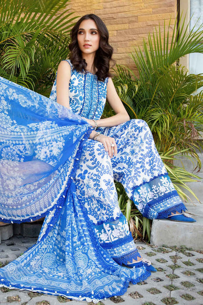 3 Piece Unstitched Embroidered Lawn Suit with Printed Lawn Dupatta