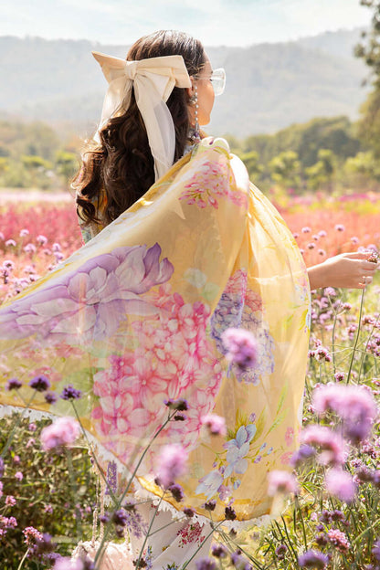 3 Piece Unstitched Embroidered Lawn Suit with Printed Lawn Dupatta