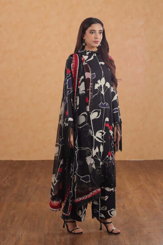 3 Piece Unstitched Digital Printed Pure Lawn Suit with Fine Printed Chiffon Dupatta