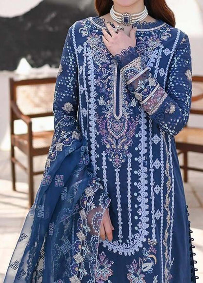 3 Piece Unstitched Heavy Embroidered Pure Lawn Suit with Four Sided Embroidered Organza Dupatta