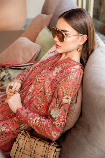 3 Piece Unstitched Embroidered Lawn Suit with Fine Printed Lawn Dupatta