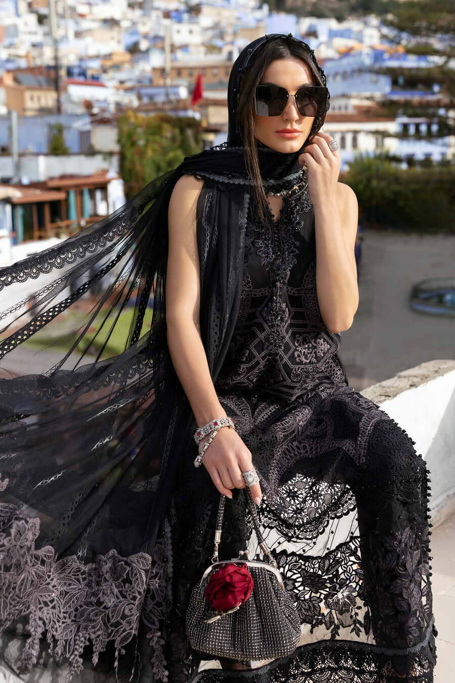 3 Piece Unstitched Fully Embroidered Chicken Kari Lawn Dress with Fully Embroidered Net Dupatta