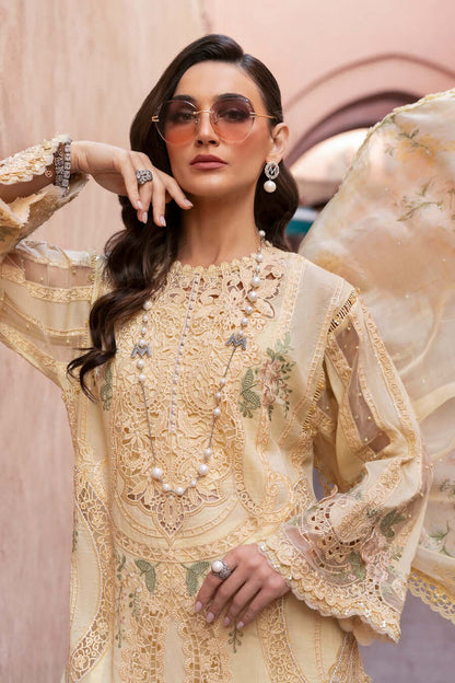 3 Piece Unstitched Fully Embroidered Chicken Kari Organza Dress with Fully Embroidered Medium Silk Dupatta
