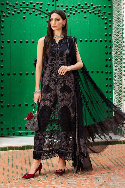 3 Piece Unstitched Fully Embroidered Chicken Kari Lawn Dress with Fully Embroidered Net Dupatta