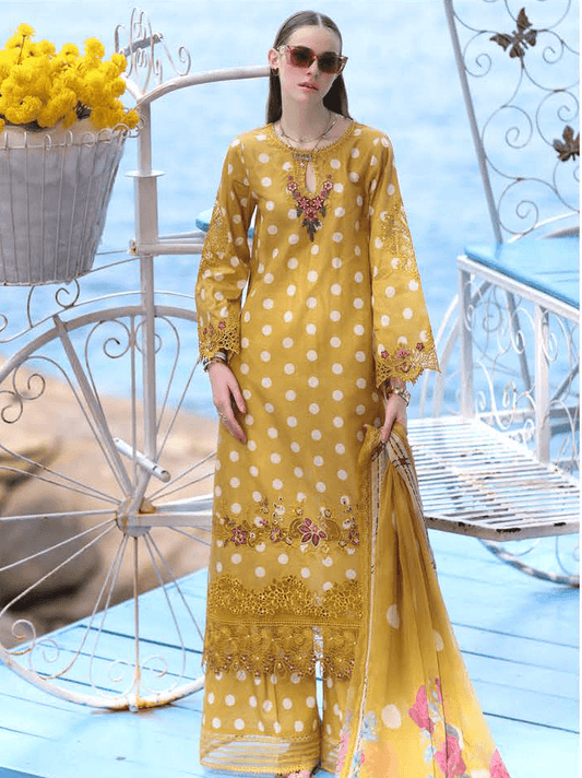 3 Piece Unstitched Embroidered Pure Lawn Suit with Printed Monaar Zari Dupatta