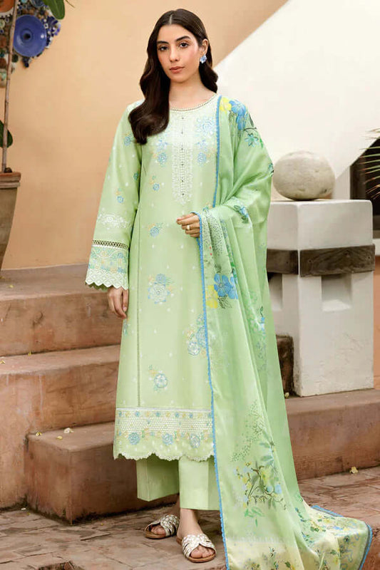 3 Piece Unstitched Heavy Embroidered Lawn Suit with Printed Lawn Dupatta