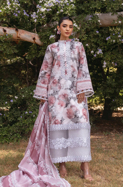 3 Piece Unstitched Embroidered Pure Lawn Suit with Fine Printed Lawn Dupatta