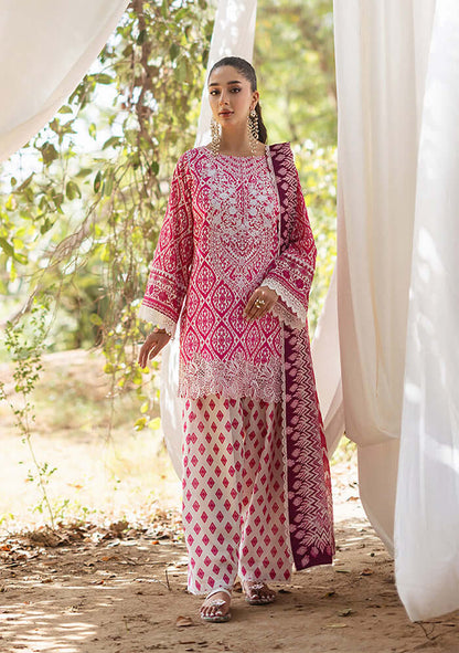 3 Piece Unstitched Embroidered Pure Lawn Suit with Fine Printed Lawn Dupatta