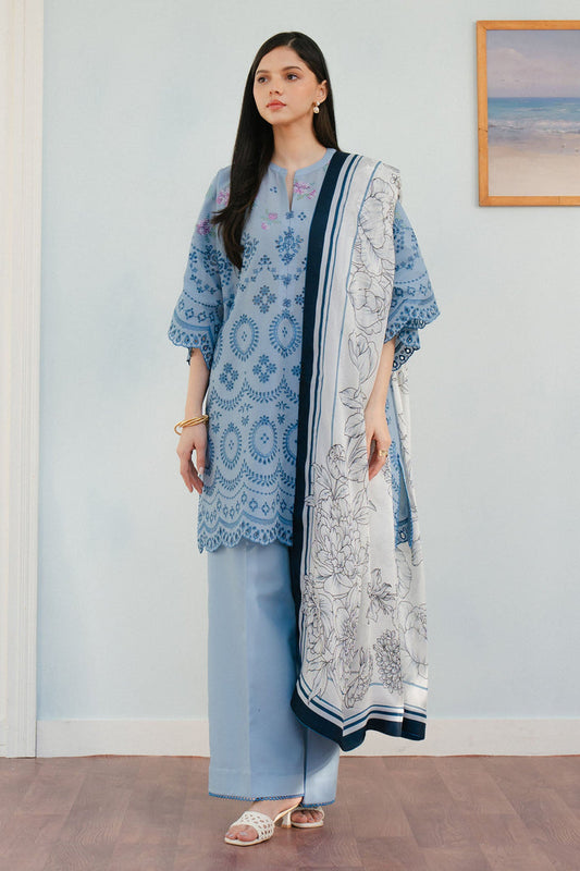 3 Piece Unstitched Heavy Embroidered Lawn Suit with Fine Printed Silk Dupatta
