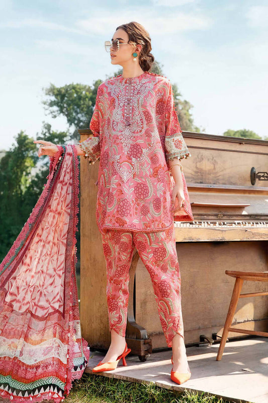 3 Piece Unstitched Embroidered Lawn Suit with Printed Lawn Dupatta