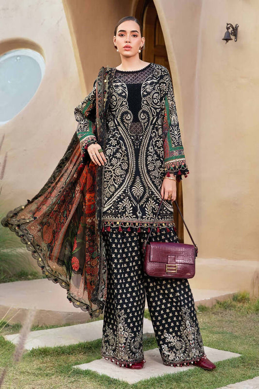 3 Piece Unstitched Embroidered Lawn Suit with Printed Lawn Dupatta
