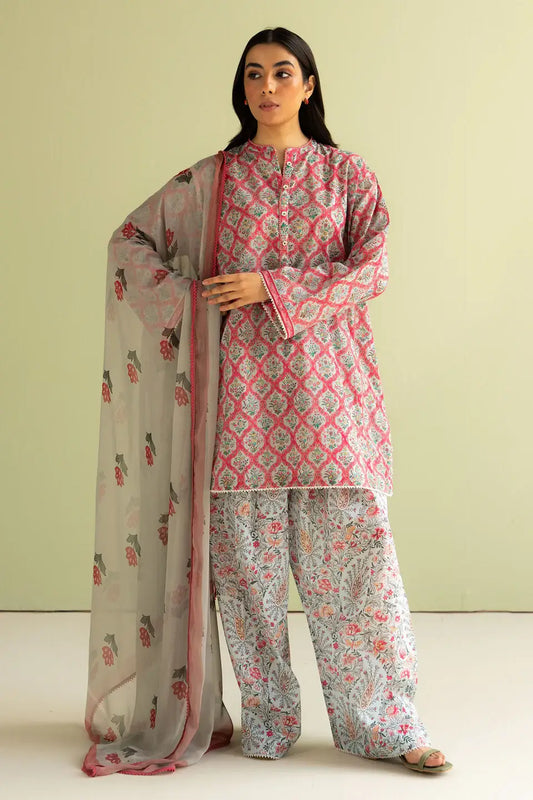 3 Piece Unstitched Digital Printed Lawn Suit with Fine Printed Lawn Dupatta