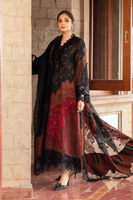3 Piece Unstitched Embroidered Lawn Suit with Fine Printed Lawn Dupatta