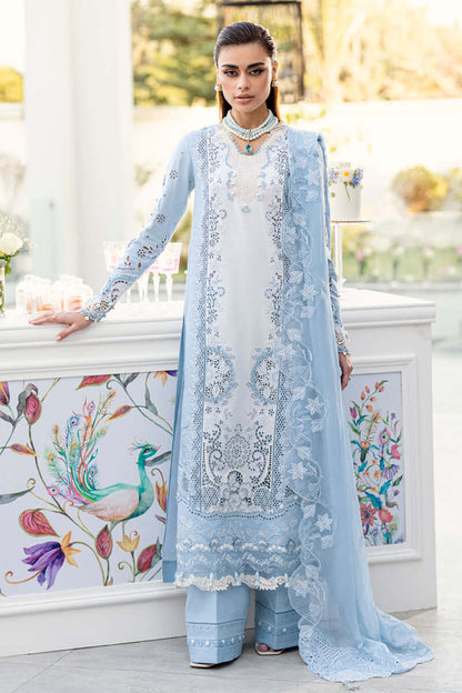 3 Piece Unstitched Heavy Embroidered Chickan Kari Lawn Suit with Four Sided Embroidered Chiffon Dupatta