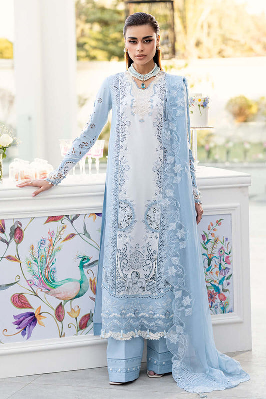 3 Piece Unstitched Heavy Embroidered Chickan Kari Lawn Suit with Four Sided Embroidered Chiffon Dupatta