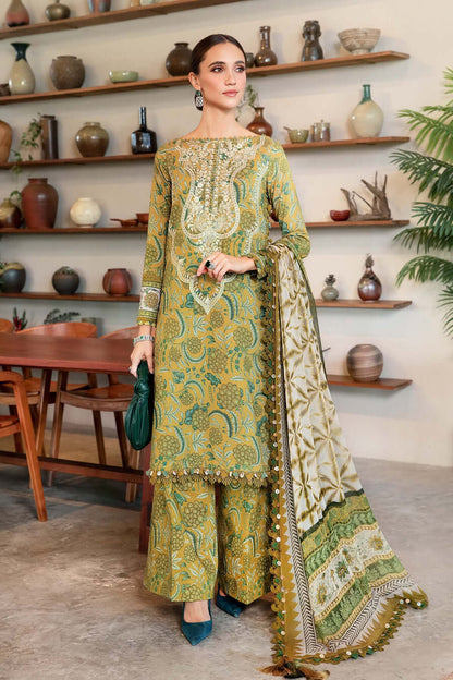3 Piece Unstitched Embroidered Lawn Suit with Printed Lawn Dupatta