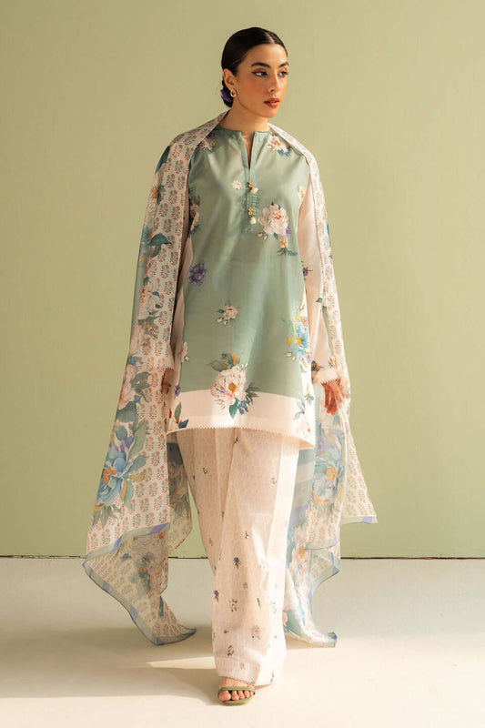 3 Piece Unstitched Digital Printed Lawn Suit with Fine Printed Lawn Dupatta