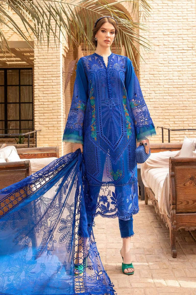 3 Piece Unstitched Heavy Embroidered Chickan Kari Pure Lawn Suit with Four Sided Embroidered Organza Dupatta