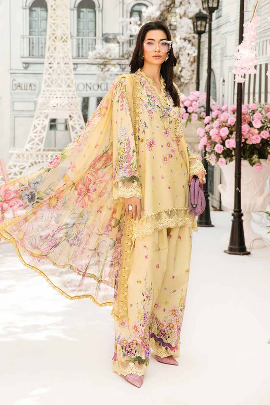 3 Piece Unstitched Heavy Embroidered Lawn Suit with Printed Silk Dupatta