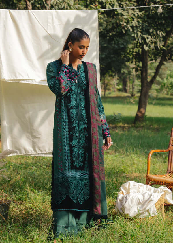 3 Piece Unstitched Heavy Embroidered Pure Lawn Suit with Printed Lawn Dupatta