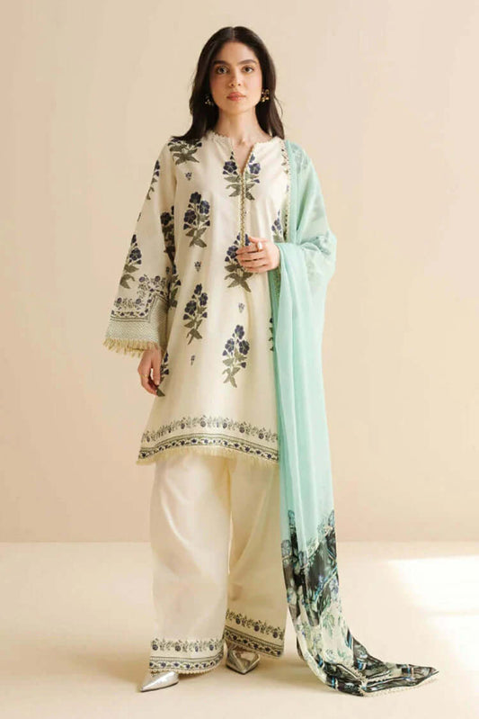 3 Piece Unstitched Digital Printed Lawn Suit with Fine Printed Lawn Dupatta