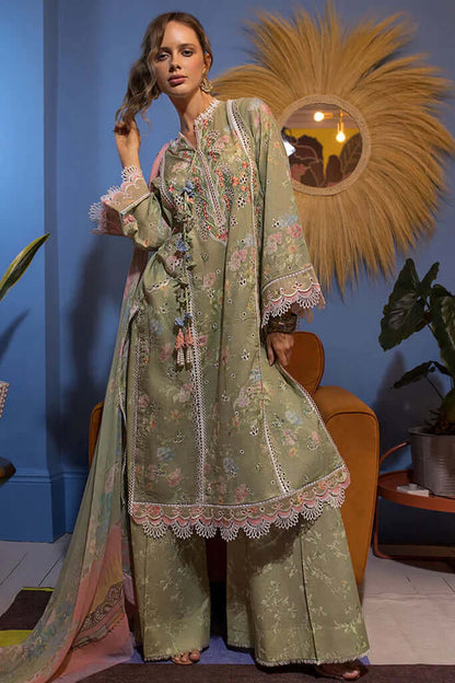 3 Piece Unstitched Embroidered Pure Lawn Suit with Fine Printed Silk Dupatta