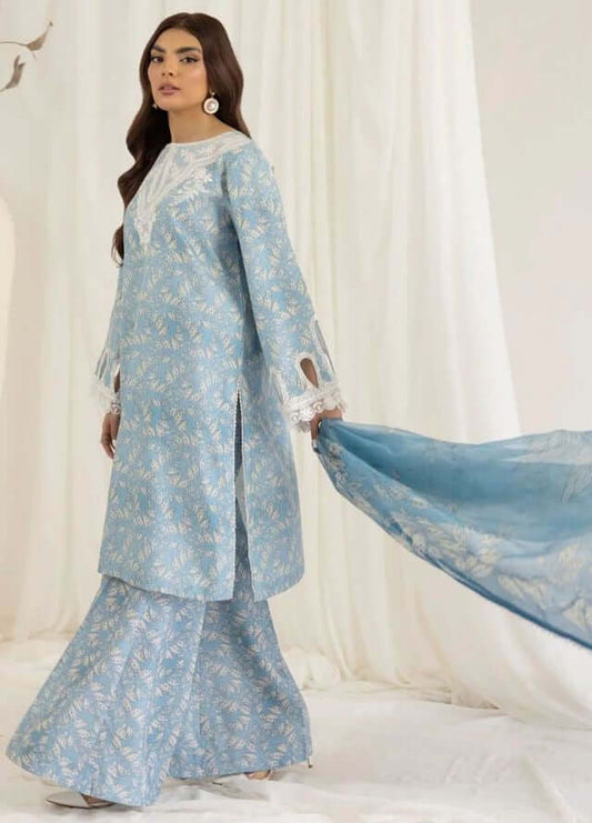 3 Piece Unstitched Digital Printed Embroidered Lawn Suit with Fine Printed Silk Dupatta