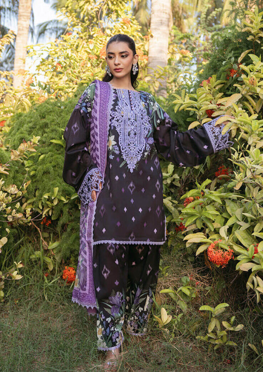 3 Piece Unstitched Embroidered Pure Lawn Suit with Fine Printed Lawn Dupatta