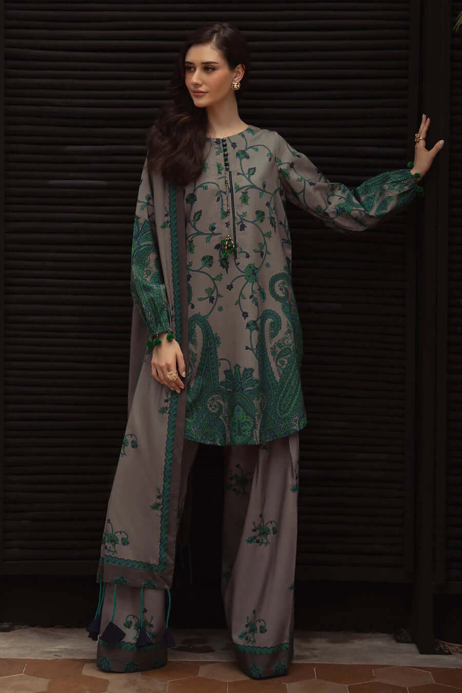 3 Piece Unstitched Digital Printed Khaddar Suit with Printed Khaddar Dupatta