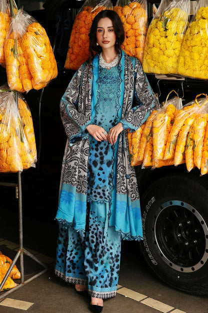 3 Piece Unstitched Embroidered Khaddar Suit with Printed Khaddar Dupatta