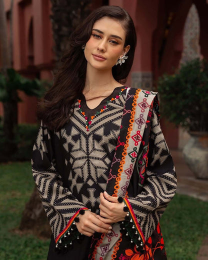 3 Piece Unstitched Digital Printed Khaddar Suit with Printed Khaddar Dupatta
