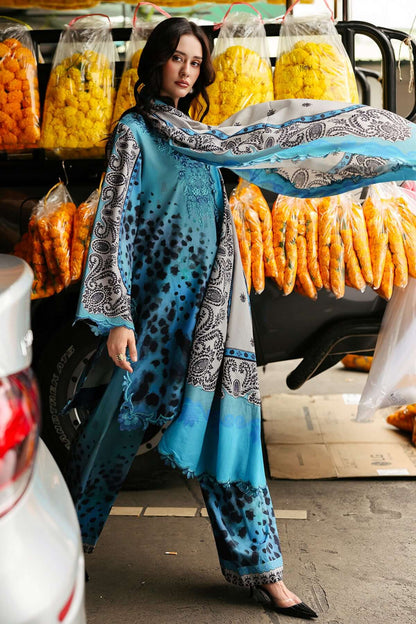 3 Piece Unstitched Embroidered Khaddar Suit with Printed Khaddar Dupatta