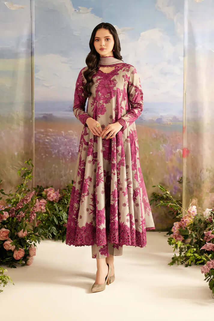 3 Piece Unstitched Embroidered Khaddar Suit with Printed Khaddar Dupatta