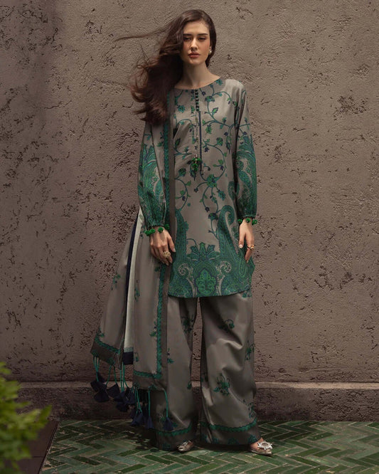 3 Piece Unstitched Digital Printed Khaddar Suit with Printed Khaddar Dupatta