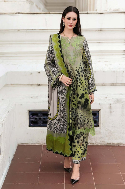 3 Piece Unstitched Embroidered Khaddar Suit with Printed Khaddar Dupatta