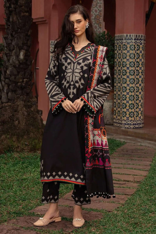3 Piece Unstitched Digital Printed Khaddar Suit with Printed Khaddar Dupatta