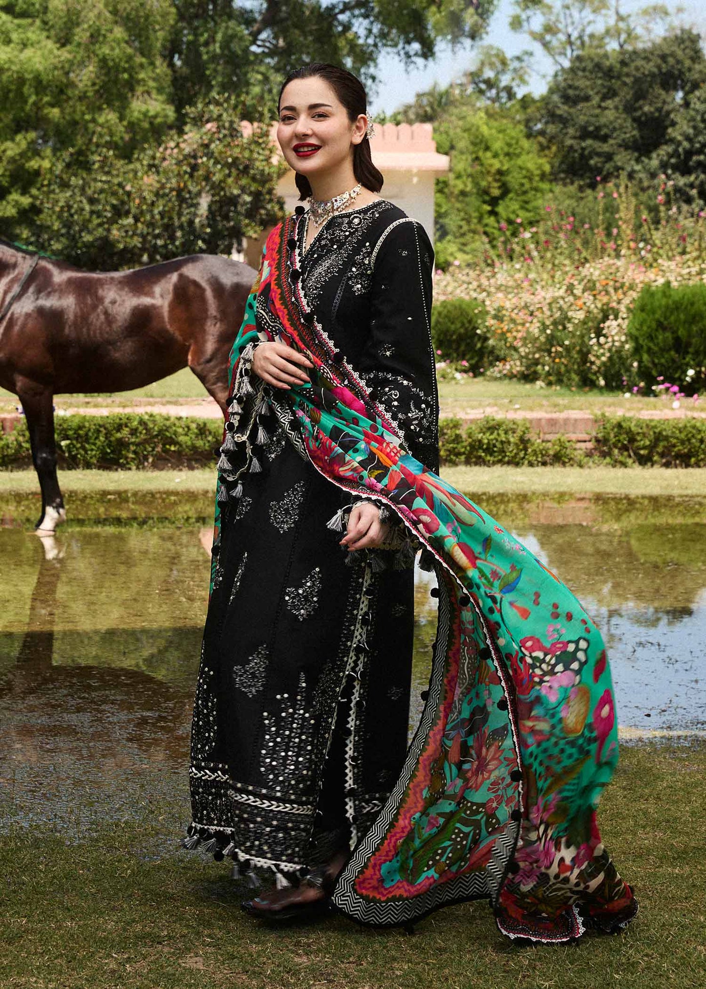 3 Piece Unstitched Heavy Embroidered Dhanak Suit with Printed Woolen Shawl