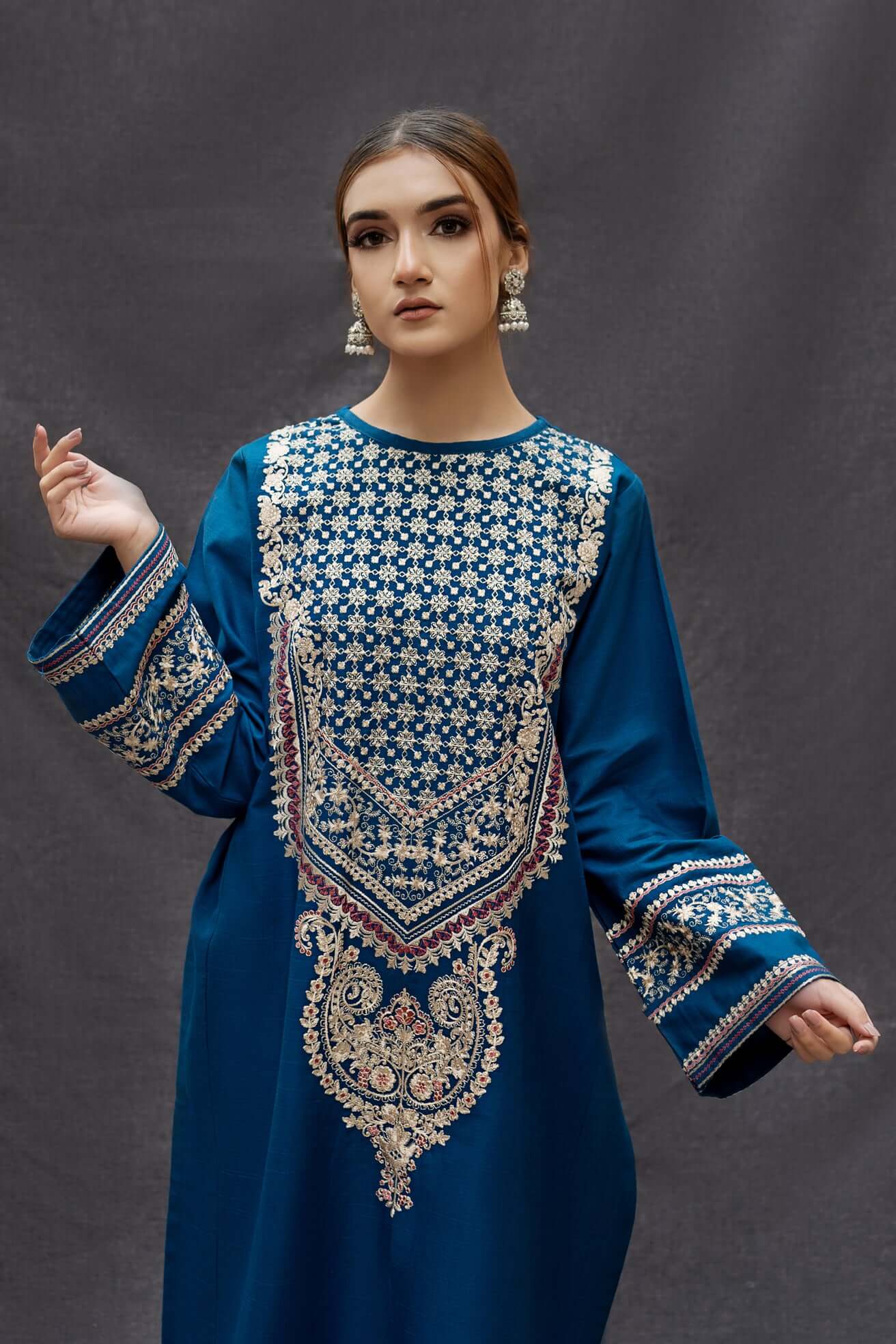 2 Piece Unstitched Heavy Embroidered Dhanak Suit