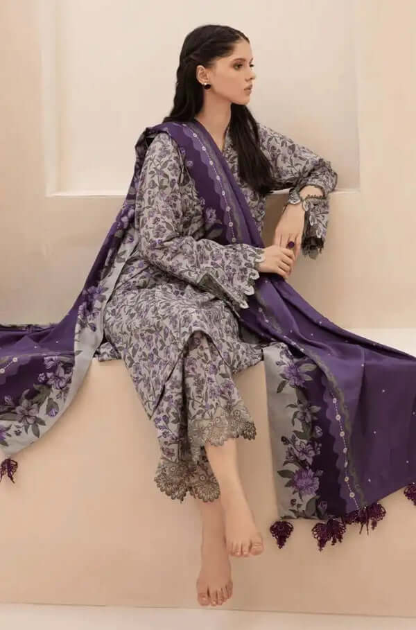 3 Piece Unstitched Digital Printed Khaddar Suit with Printed Khaddar Dupatta